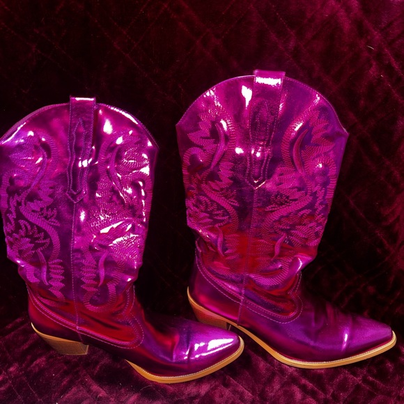 Billini Danilo Western Boots Fuchsia  metallic women’s 9.5 Cowboy - Picture 4 of 5